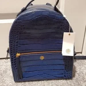 Tory Burch Bags Crocembossed Mini Navy Blue Tory Burch